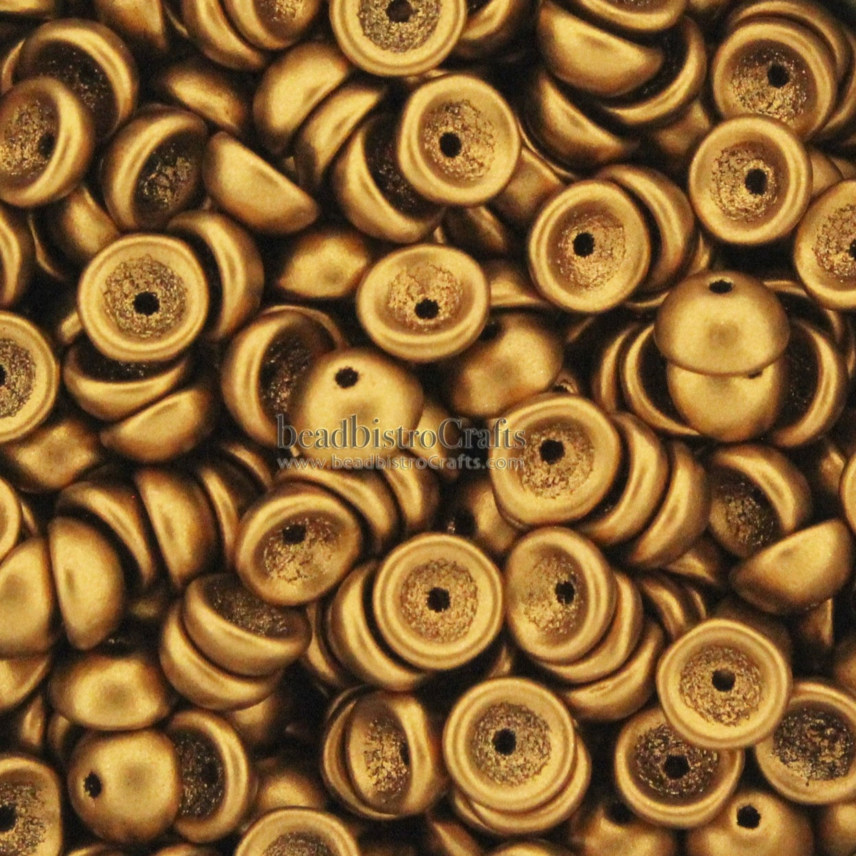 TeaCup Bead Saturated Matte Metallic ANTIQUE Gold 4mm Czech Glass Bead Cap ~ 100pcs