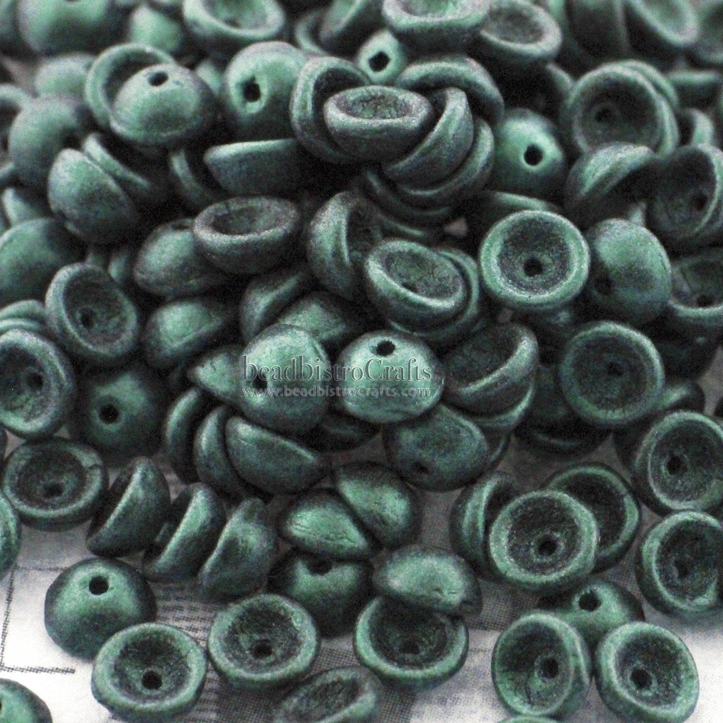 TeaCup Bead Metallic Suede Light Green 4mm Czech Glass Bead Cap ~ 100pcs