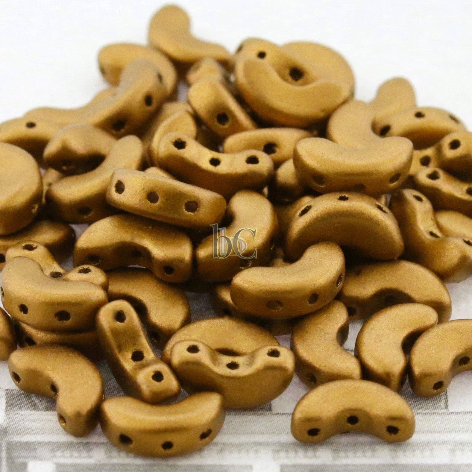 ARCOS Les Perles Par Puca® 5x10mm BRONZE GOLD Matte  3-hole Czech Glass Beads ~ 30pcs