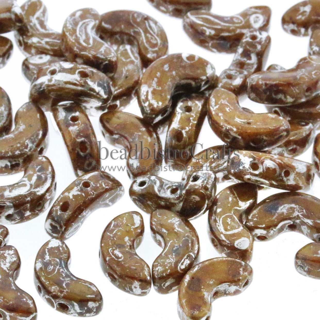 ARCOS Les Perles Par Puca® 5x10mm Opaque Beige NEW PICASSO 3-hole Czech Glass Beads ~ 30pcs