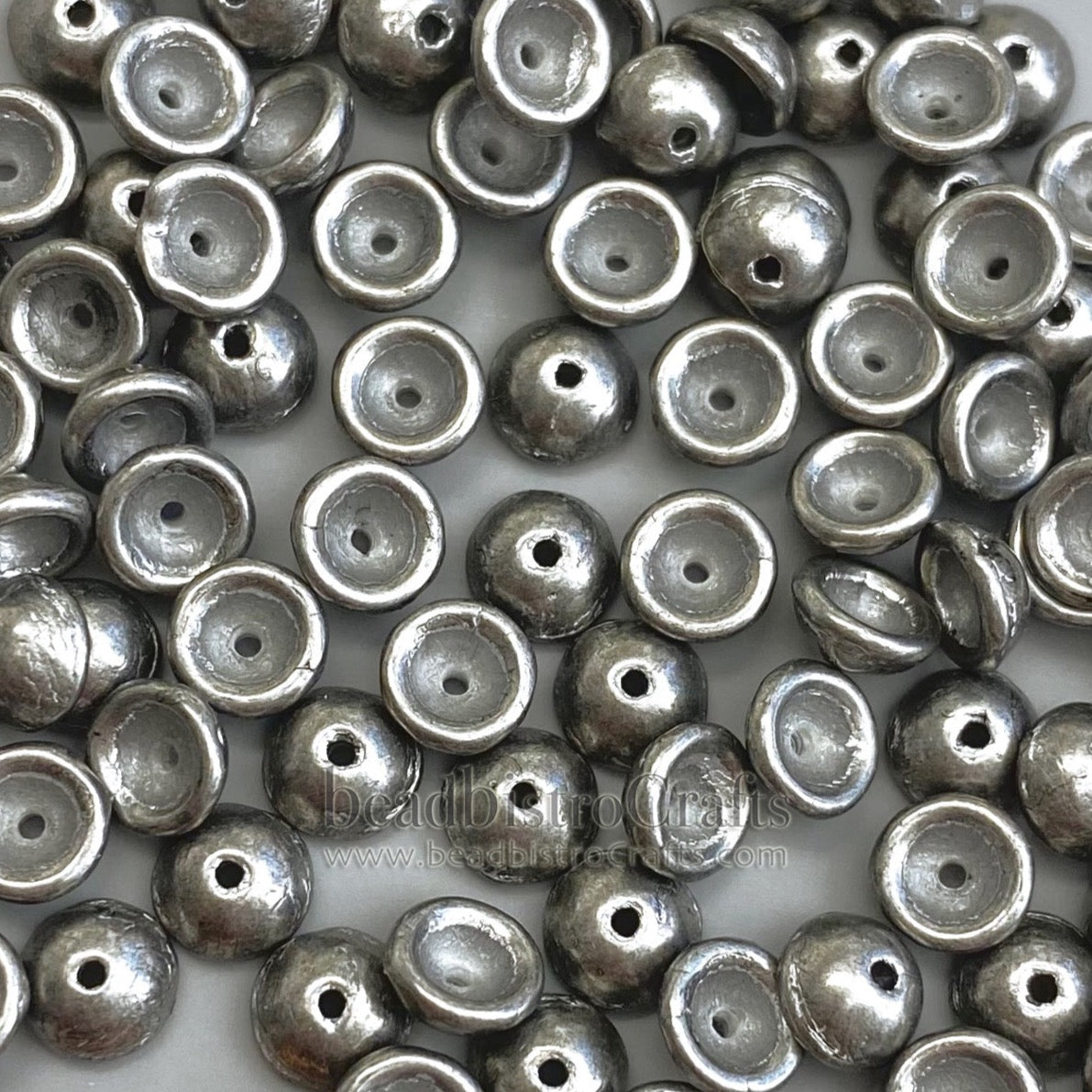 TeaCup Bead Saturated Metallic FROST Gray 4mm Czech Glass Bead Cap ~ 100pcs