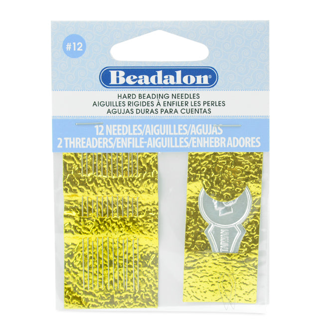 Beadalon Hard Beading Needles Size 10 (12 Needles + 2 Threaders)