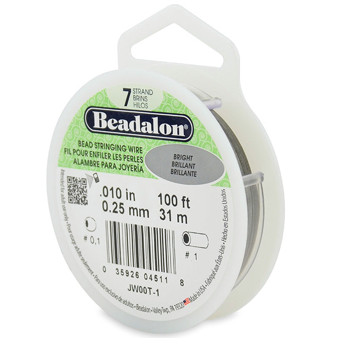 Beadalon 7 Strand Bright .010in Flexible Bead Stringing Wire, 100ft Spool