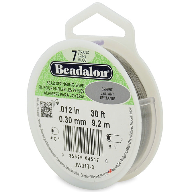 Beadalon 7 Strand Bright .012in Flexible Bead Stringing Wire, 30ft Spool