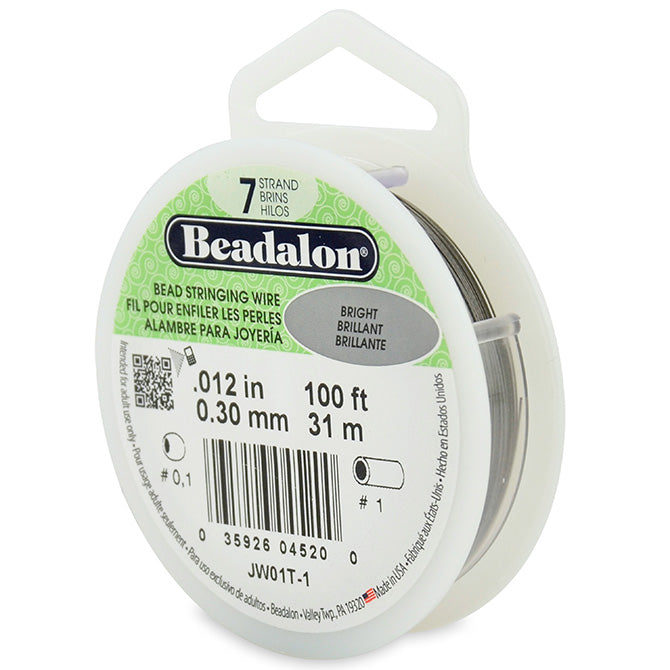 Beadalon 7 Strand Bright .012in Flexible Bead Stringing Wire, 100ft Spool