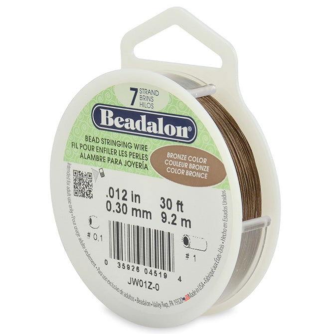 Beadalon 7 Strand Bronze .012in Flexible Bead Stringing Wire, 30ft Spool