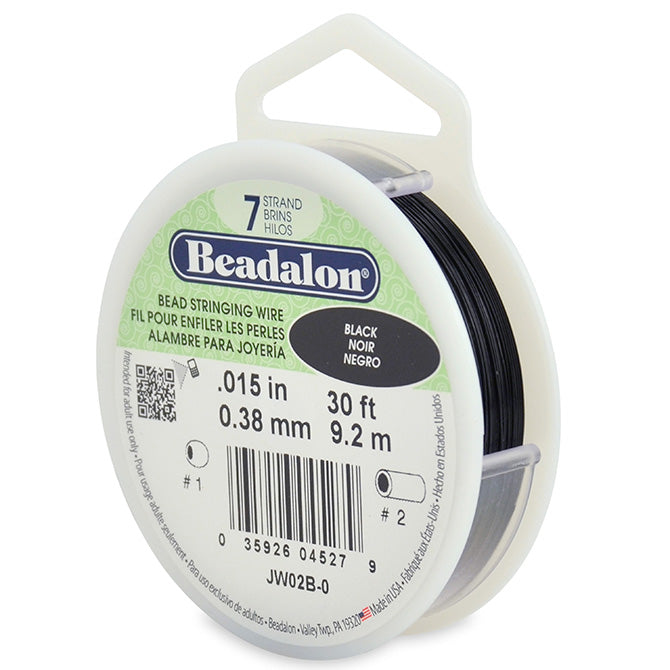 Beadalon 7 Strand Black .015in Flexible Bead Stringing Wire, 30ft Spool