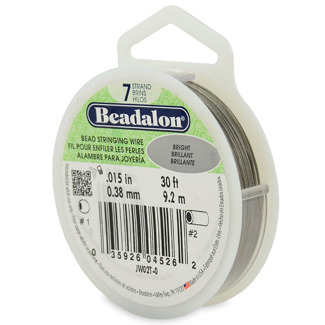 Beadalon 7 Strand Bright .015in Flexible Bead Stringing Wire, 30ft Spool