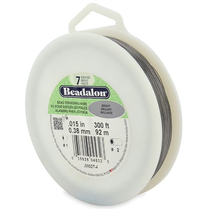 Beadalon 7 Strand Bright .015in Flexible Bead Stringing Wire, 300ft Spool