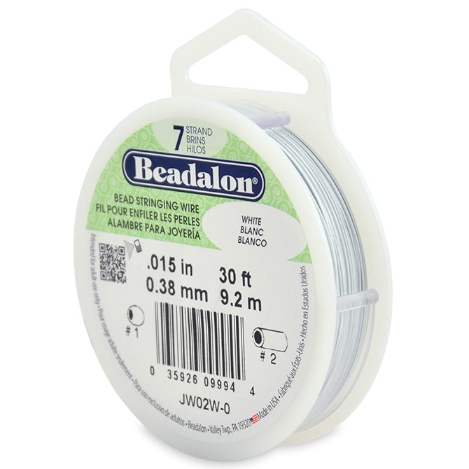 Beadalon 7 Strand White .015in Flexible Bead Stringing Wire, 30ft Spool