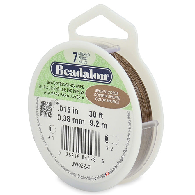 Beadalon 7 Strand Bronze .015in Flexible Bead Stringing Wire, 30ft Spool