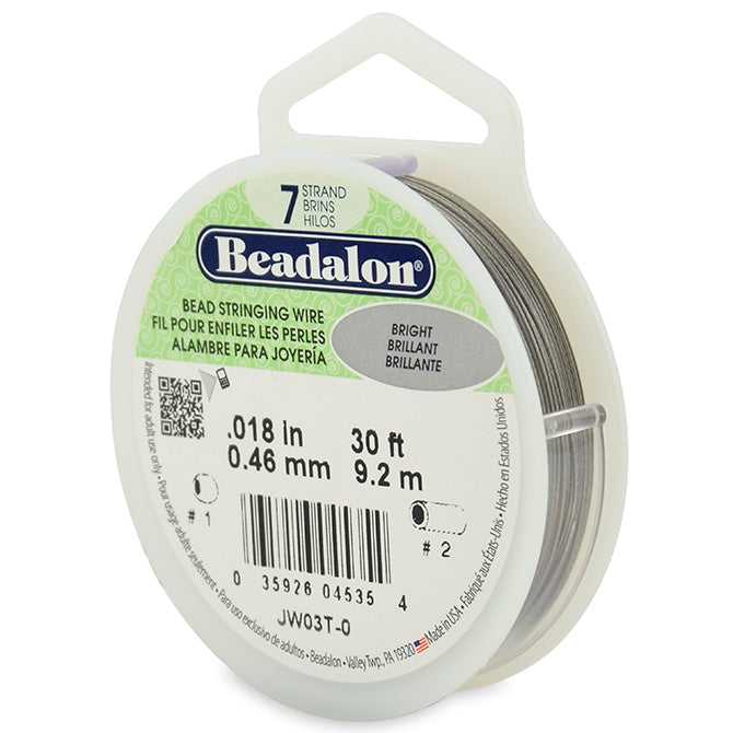 Beadalon 7 Strand Bright .018in Flexible Bead Stringing Wire, 30ft Spool