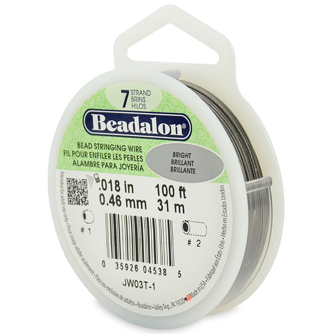 Beadalon 7 Strand Bright .018in Flexible Bead Stringing Wire, 100ft Spool