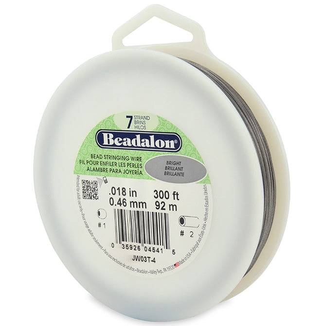 Beadalon 7 Strand Bright .018in Flexible Bead Stringing Wire, 300ft Spool