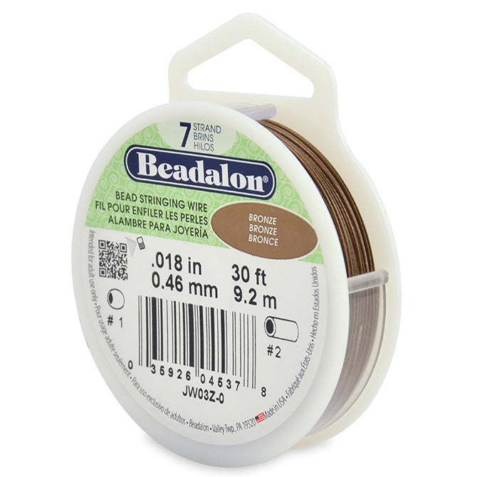 Beadalon 7 Strand Bronze .018in Flexible Bead Stringing Wire, 30ft Spool