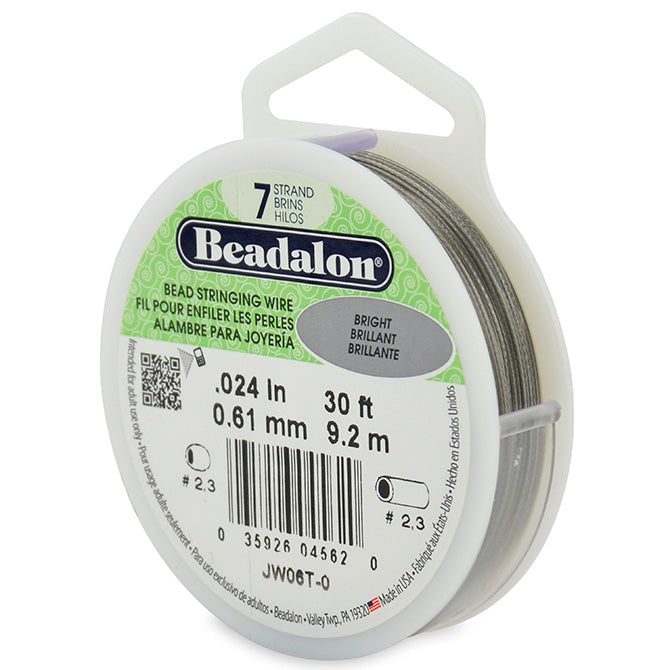 Beadalon 7 Strand Bright .024in Flexible Bead Stringing Wire, 30ft Spool