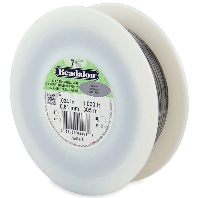 Beadalon 7 Strand Bright .024in Flexible Bead Stringing Wire, 1,000ft Spool