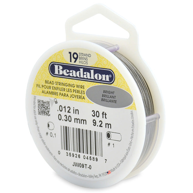 Beadalon 19 Strand Bright .012in Flexible Bead Stringing Wire, 30ft Spool