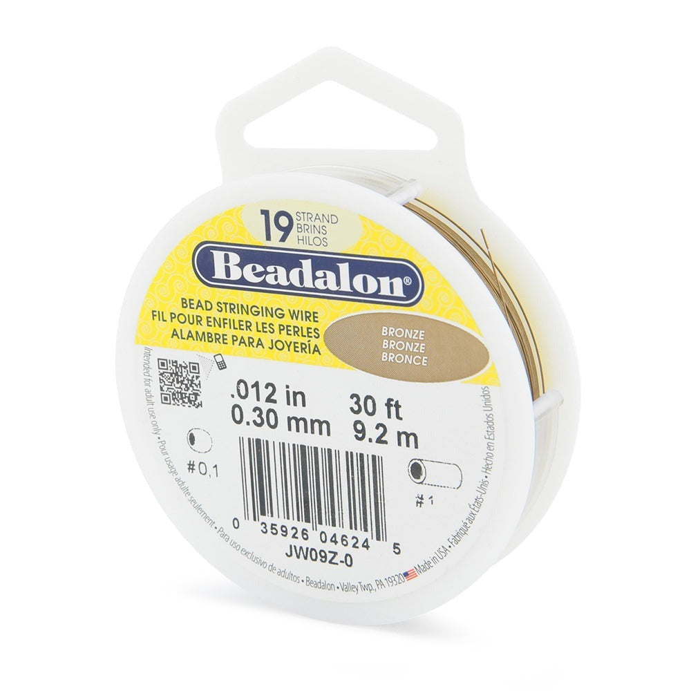 Beadalon 19 Strand Bronze .012in Flexible Bead Stringing Wire, 30ft Spool