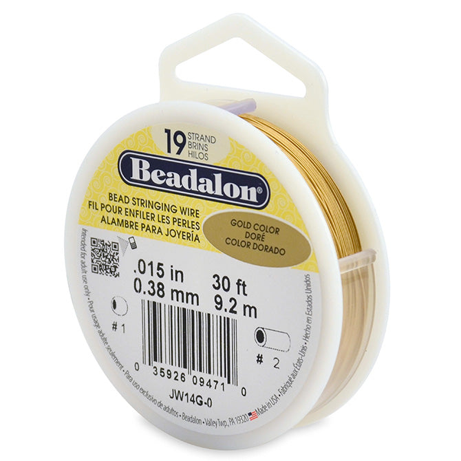 Beadalon 19 Strand Gold Color .015in Flexible Bead Stringing Wire, 30ft Spool