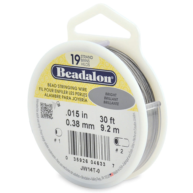 Beadalon 19 Strand Bright .015in Flexible Bead Stringing Wire, 30ft Spool