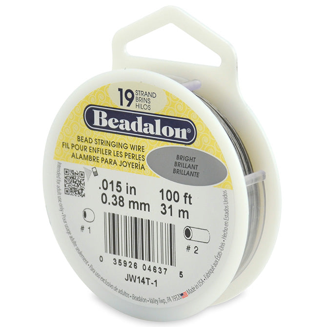 Beadalon 19 Strand Bright .015in Flexible Bead Stringing Wire, 100ft Spool