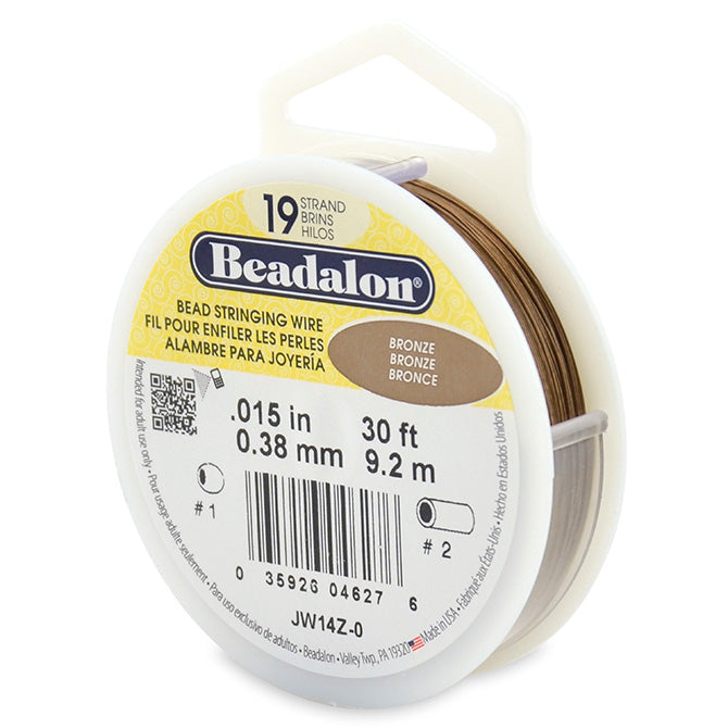 Beadalon 19 Strand Bronze .015in Flexible Bead Stringing Wire, 30ft Spool