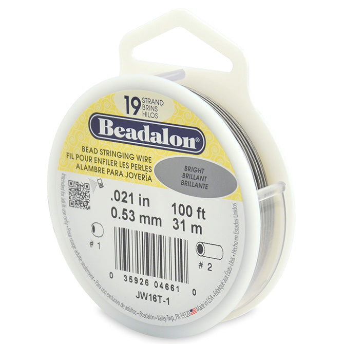 Beadalon 19 Strand Bright .021in Flexible Bead Stringing Wire, 100ft Spool