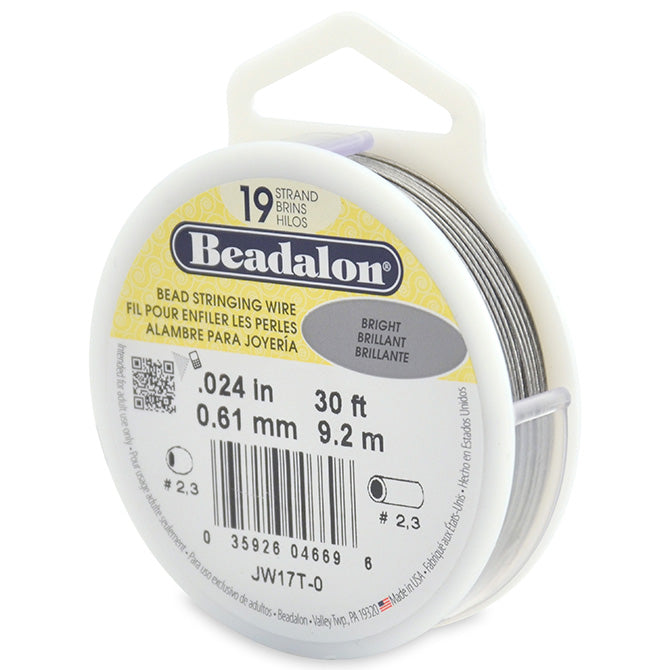 Beadalon 19 Strand Bright .024in Flexible Bead Stringing Wire, 30ft Spool