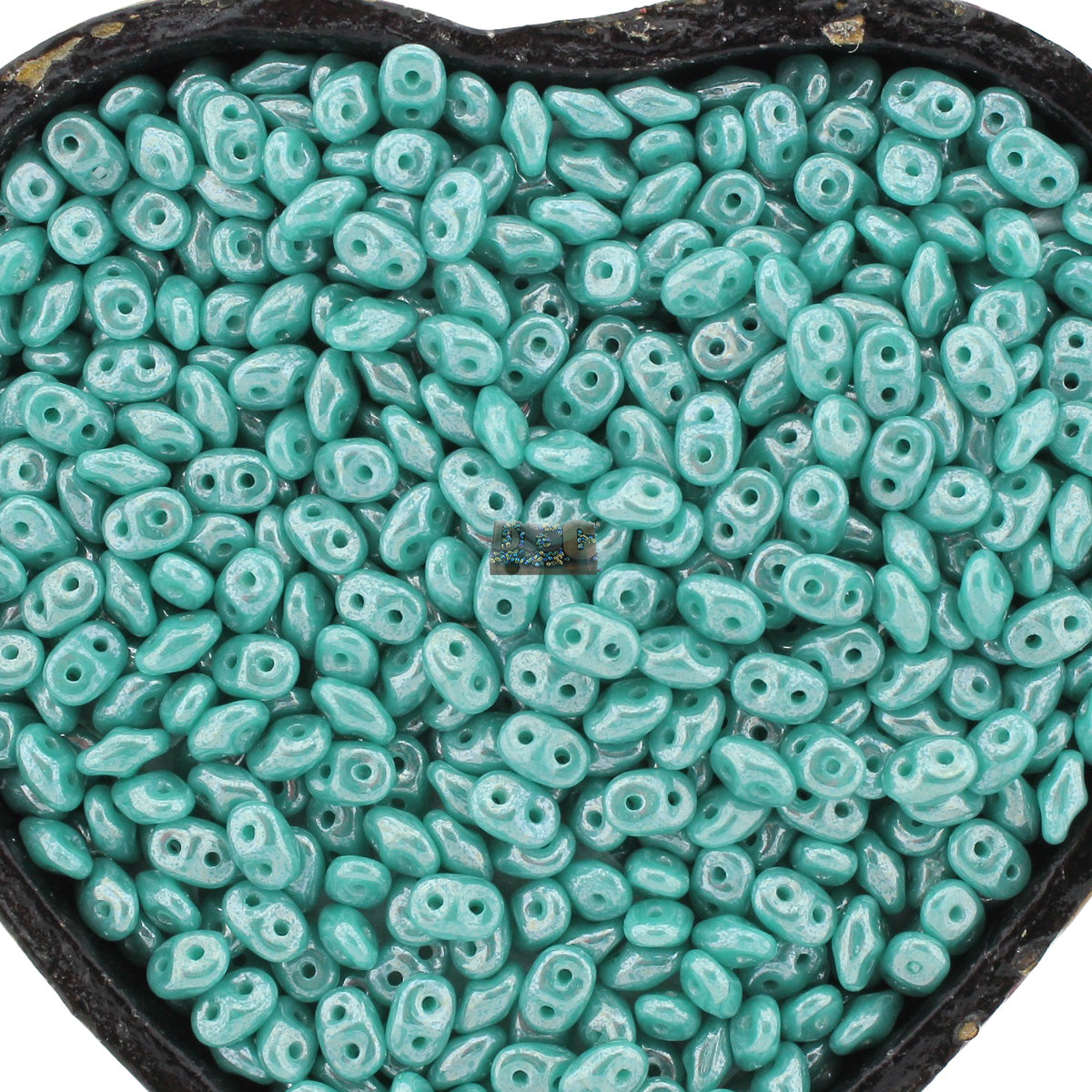 SuperDuo 2.5x5mm Luster Opaque Turquoise 2-Hole Czech Seed Beads ~ 20g