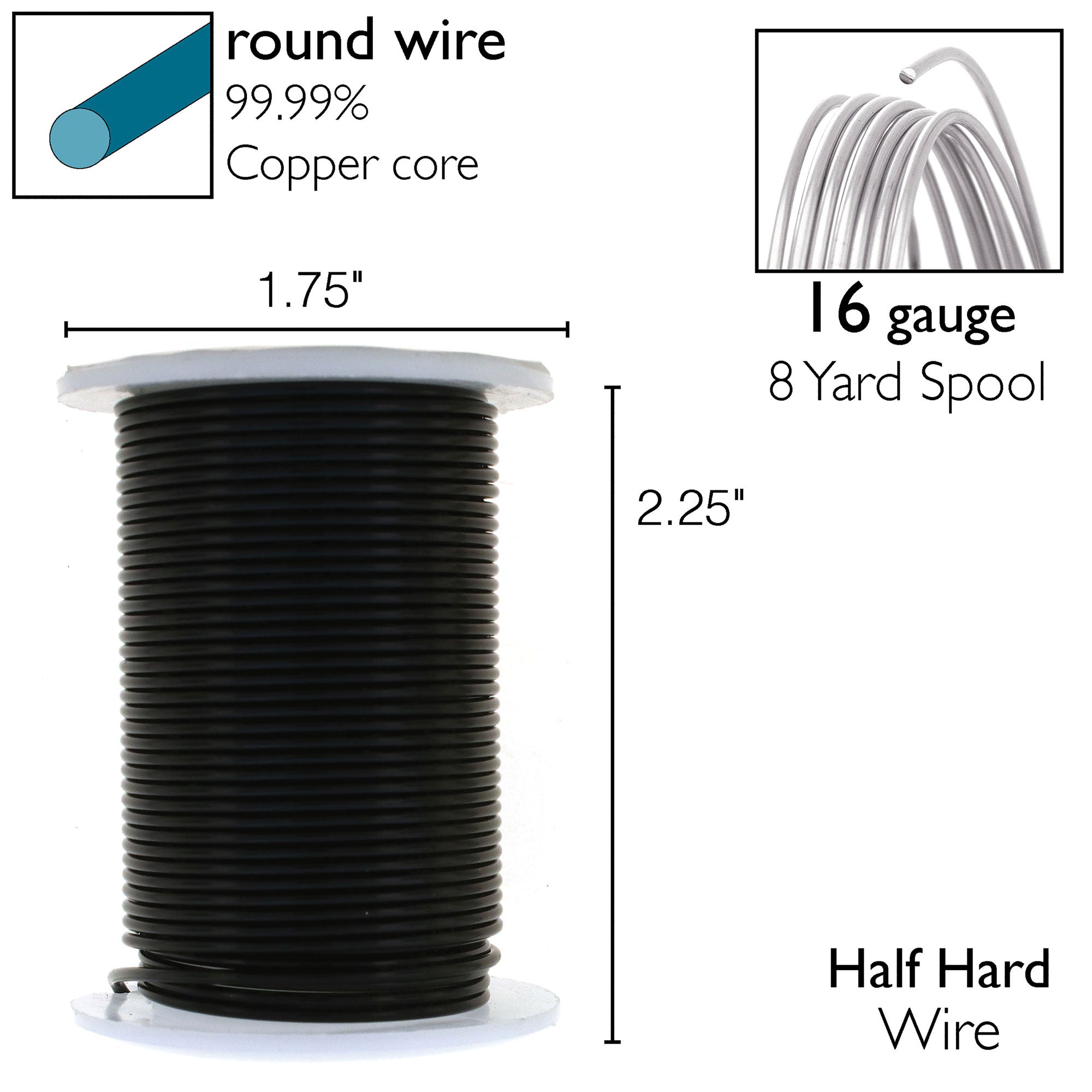 Black 16 Gauge Tarnish-Resistant Wire Elements by BeadSmith