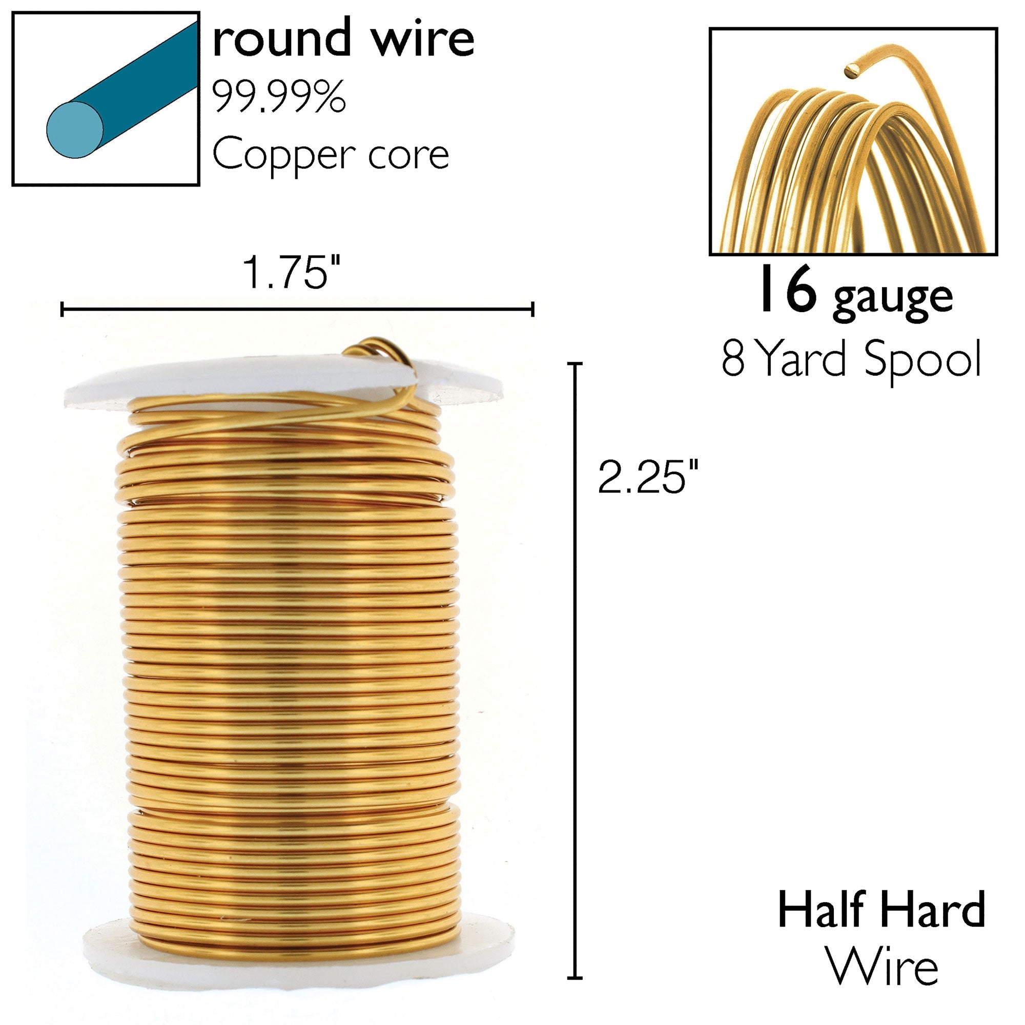 Brass 16 Gauge Tarnish-Resistant Wire Elements by BeadSmith