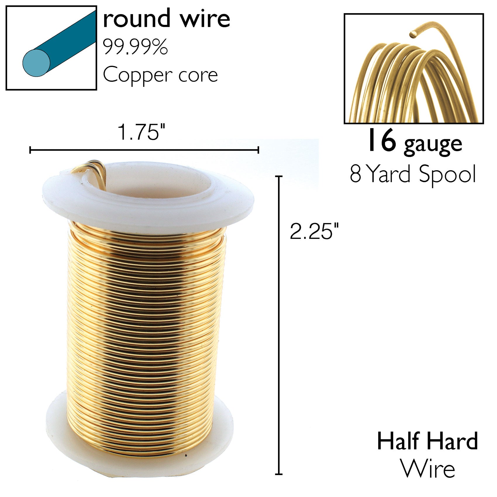 Gold Color 16 Gauge Tarnish-Resistant Wire Elements by BeadSmith