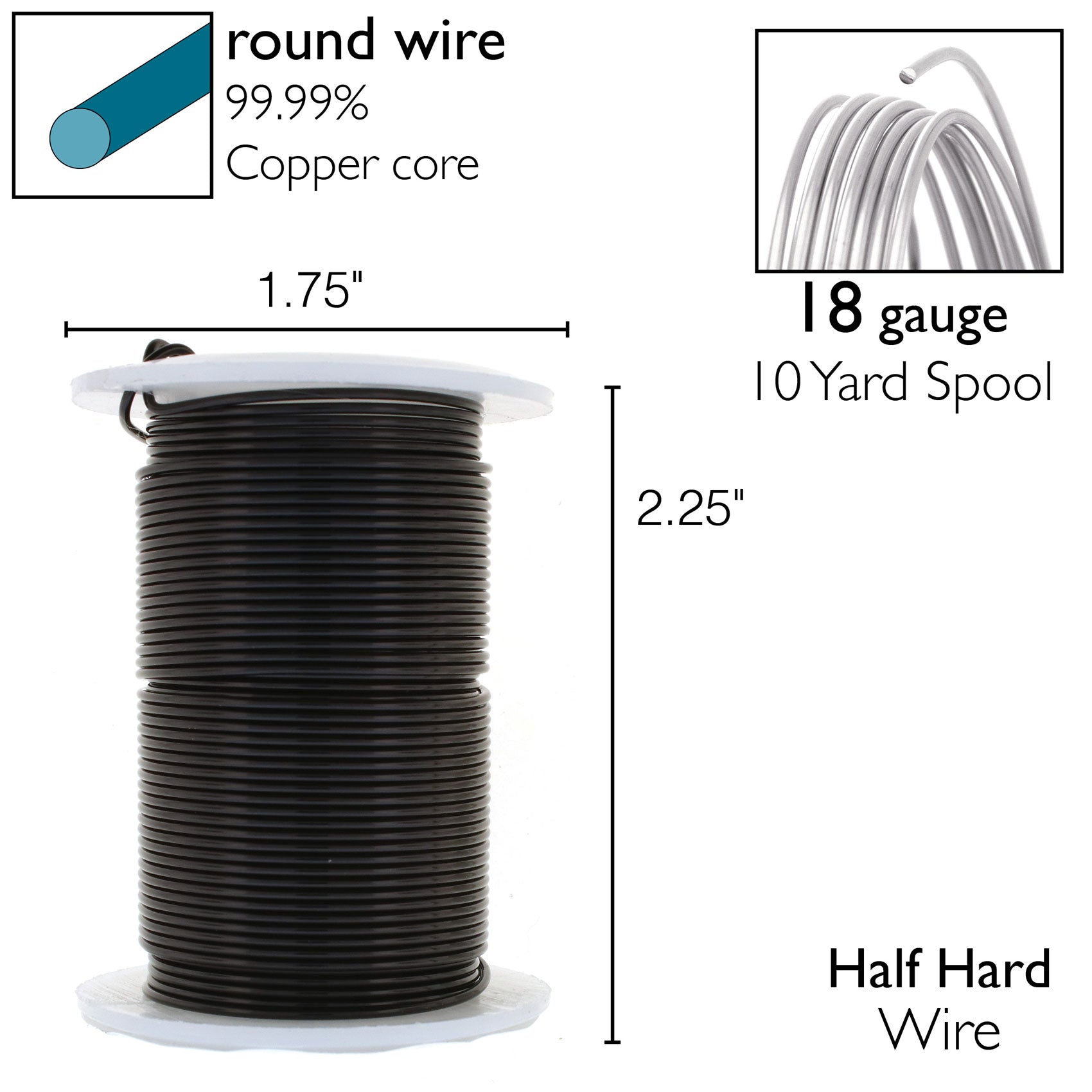 Black 18 Gauge Tarnish-Resistant Wire Elements by BeadSmith