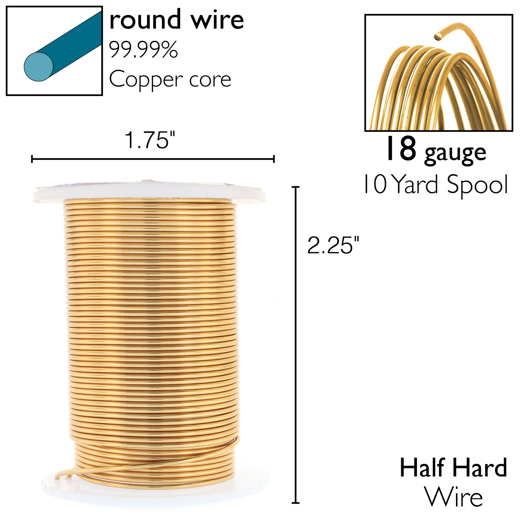 Brass 18 Gauge Tarnish-Resistant Wire Elements by BeadSmith