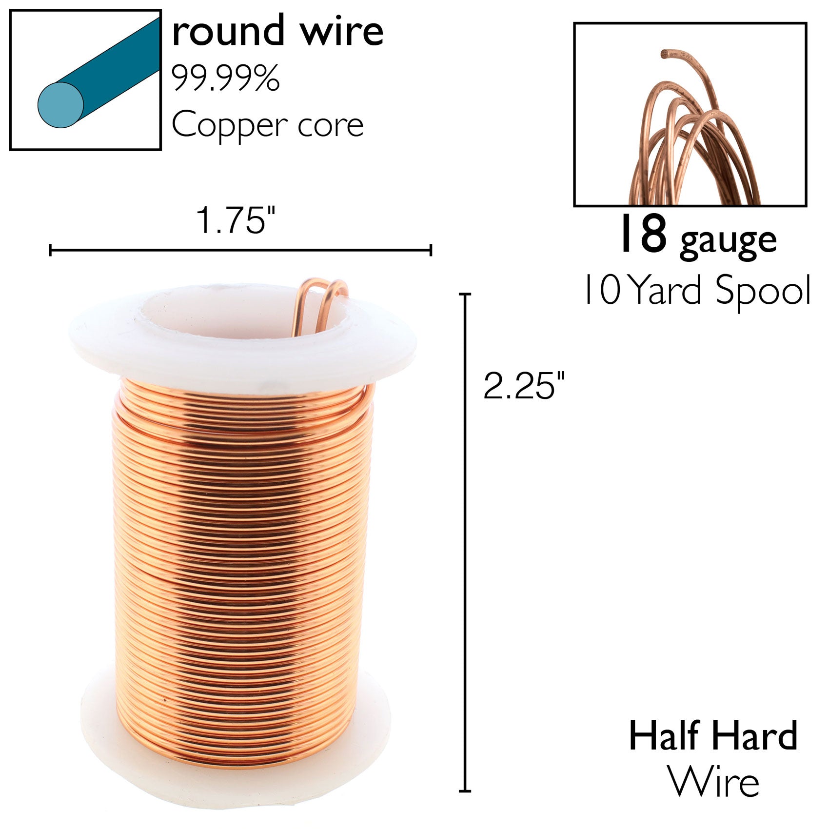 Copper 18 Gauge Tarnish-Resistant Wire Elements by BeadSmith