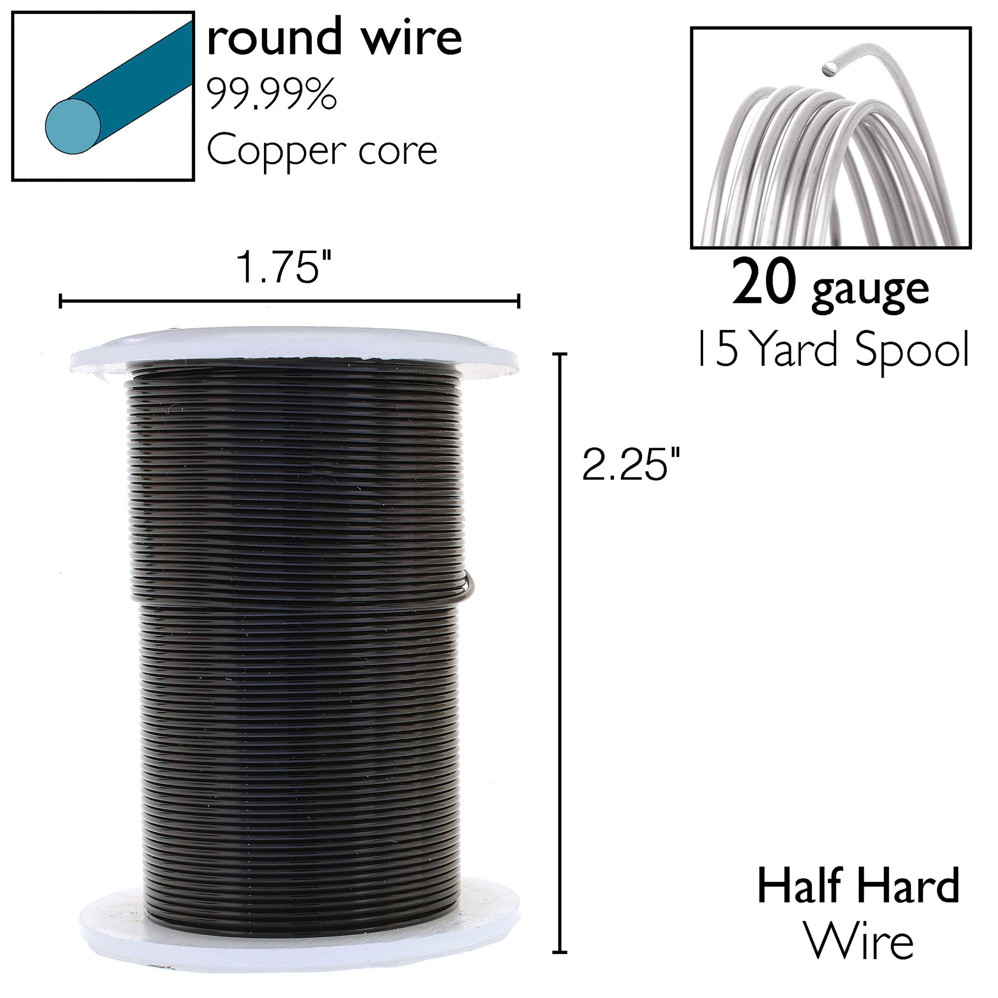 Black 20 Gauge Tarnish-Resistant Wire Elements by BeadSmith