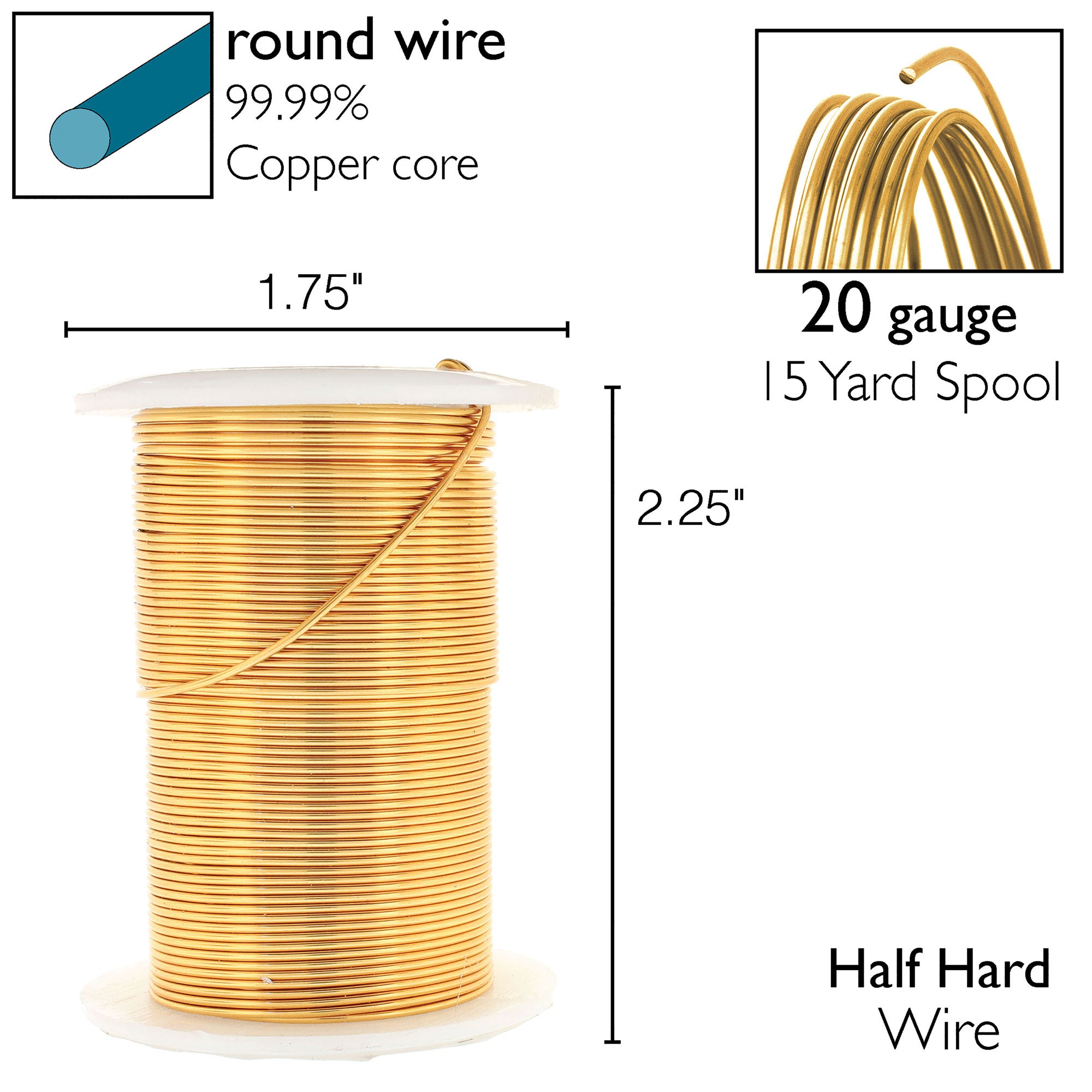 Brass 20 Gauge Tarnish-Resistant Wire Elements by BeadSmith