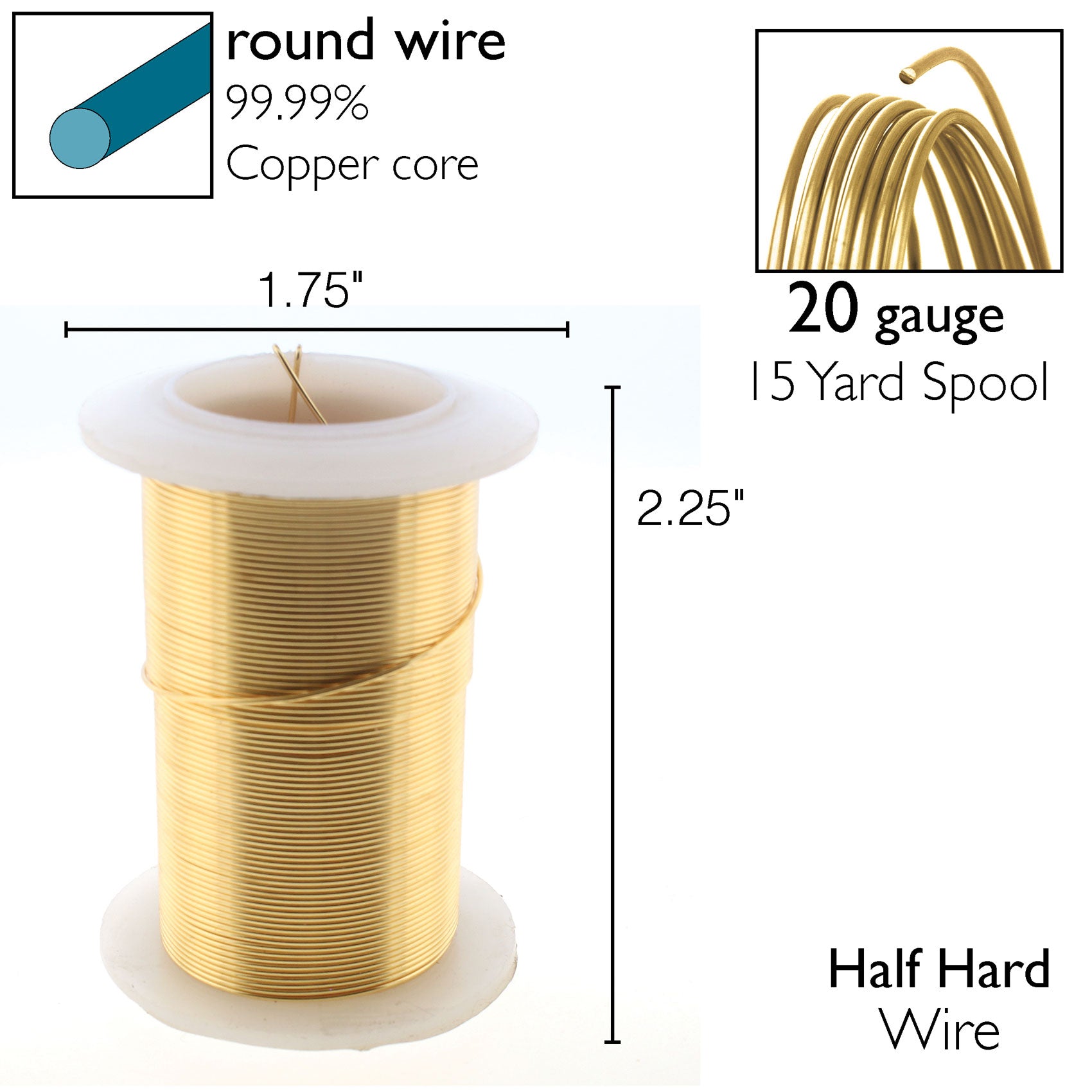 Gold Color 20 Gauge Tarnish-Resistant Wire Elements by BeadSmith