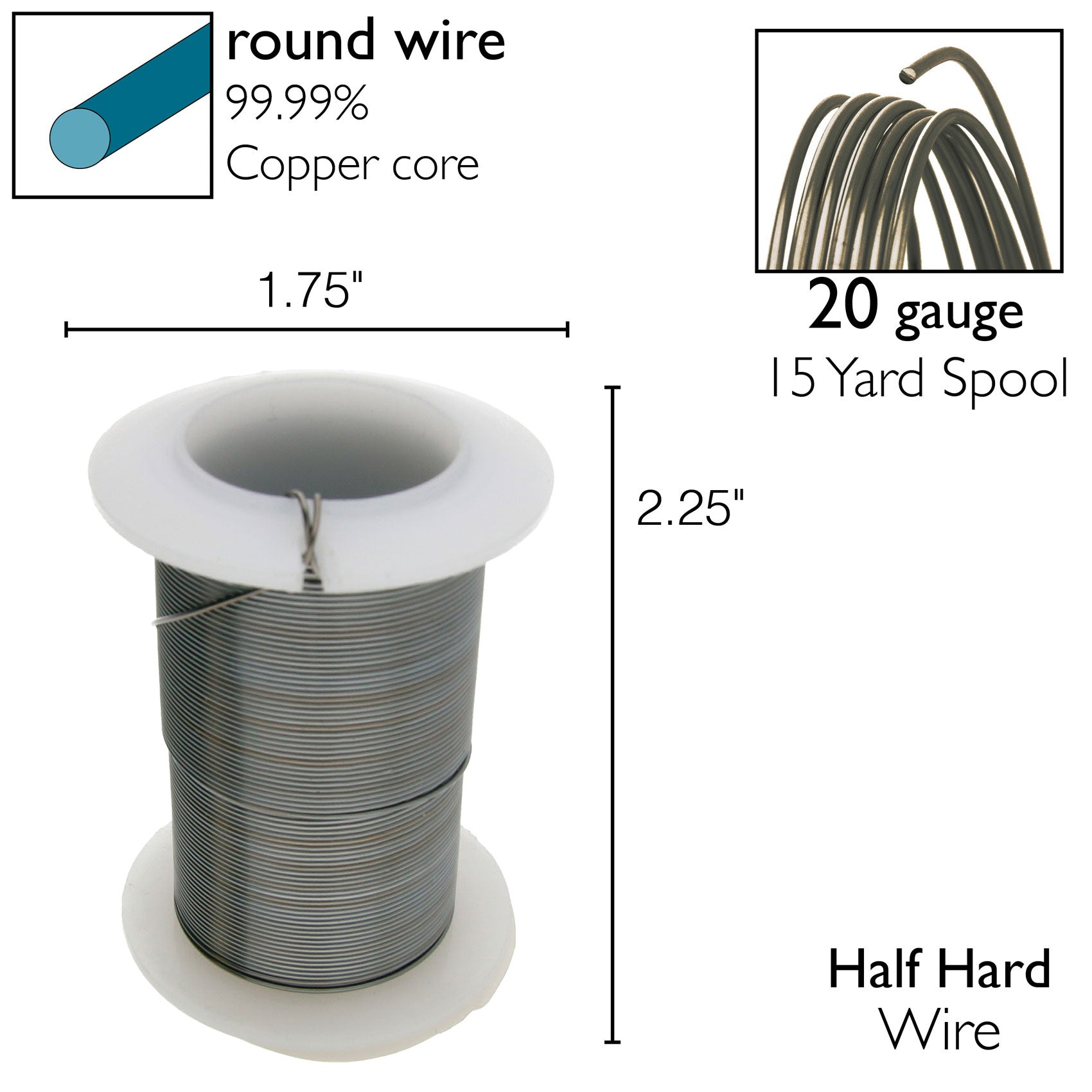 Hematite 20 Gauge Tarnish-Resistant Wire Elements by BeadSmith