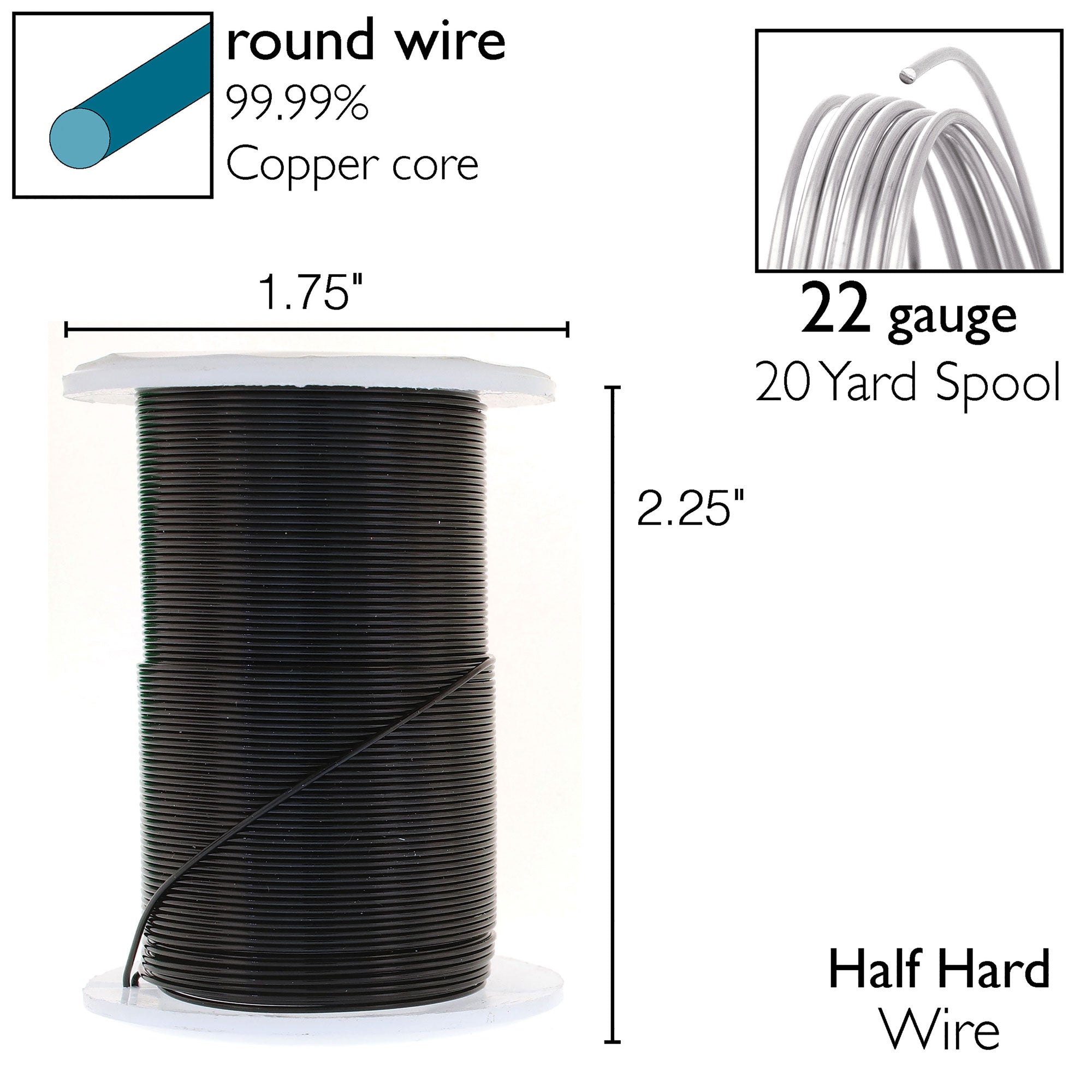 Black 22 Gauge Tarnish-Resistant Wire Elements by BeadSmith