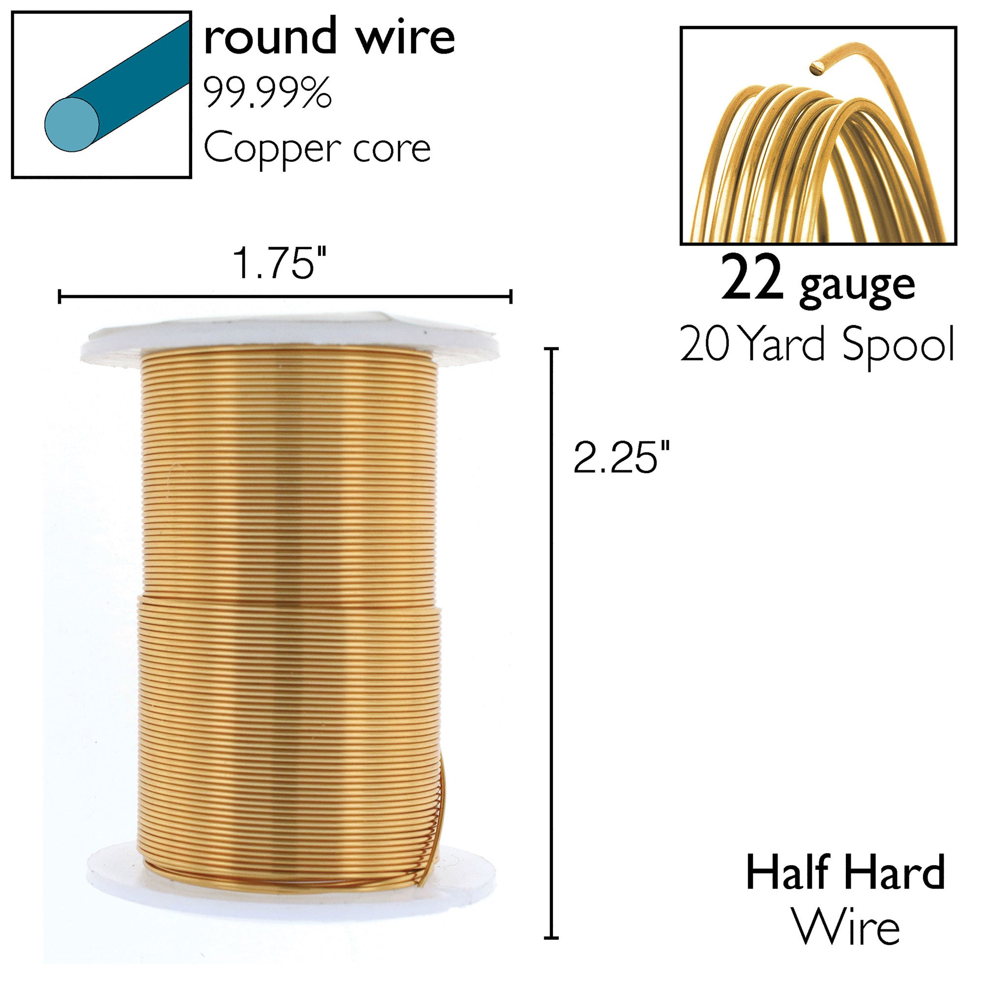 Brass 22 Gauge Tarnish-Resistant Wire Elements by BeadSmith