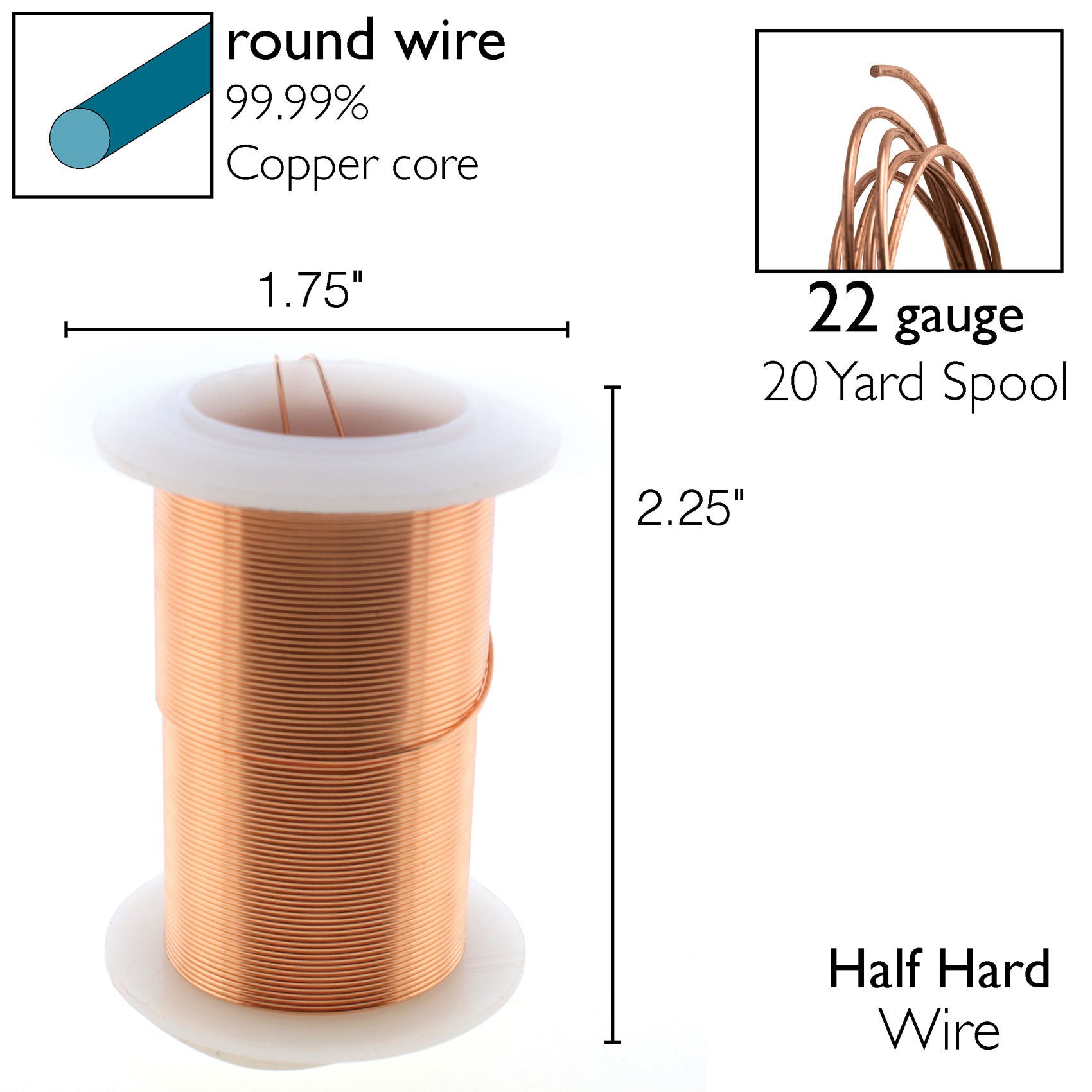 Copper 22 Gauge Tarnish-Resistant Wire Elements by BeadSmith