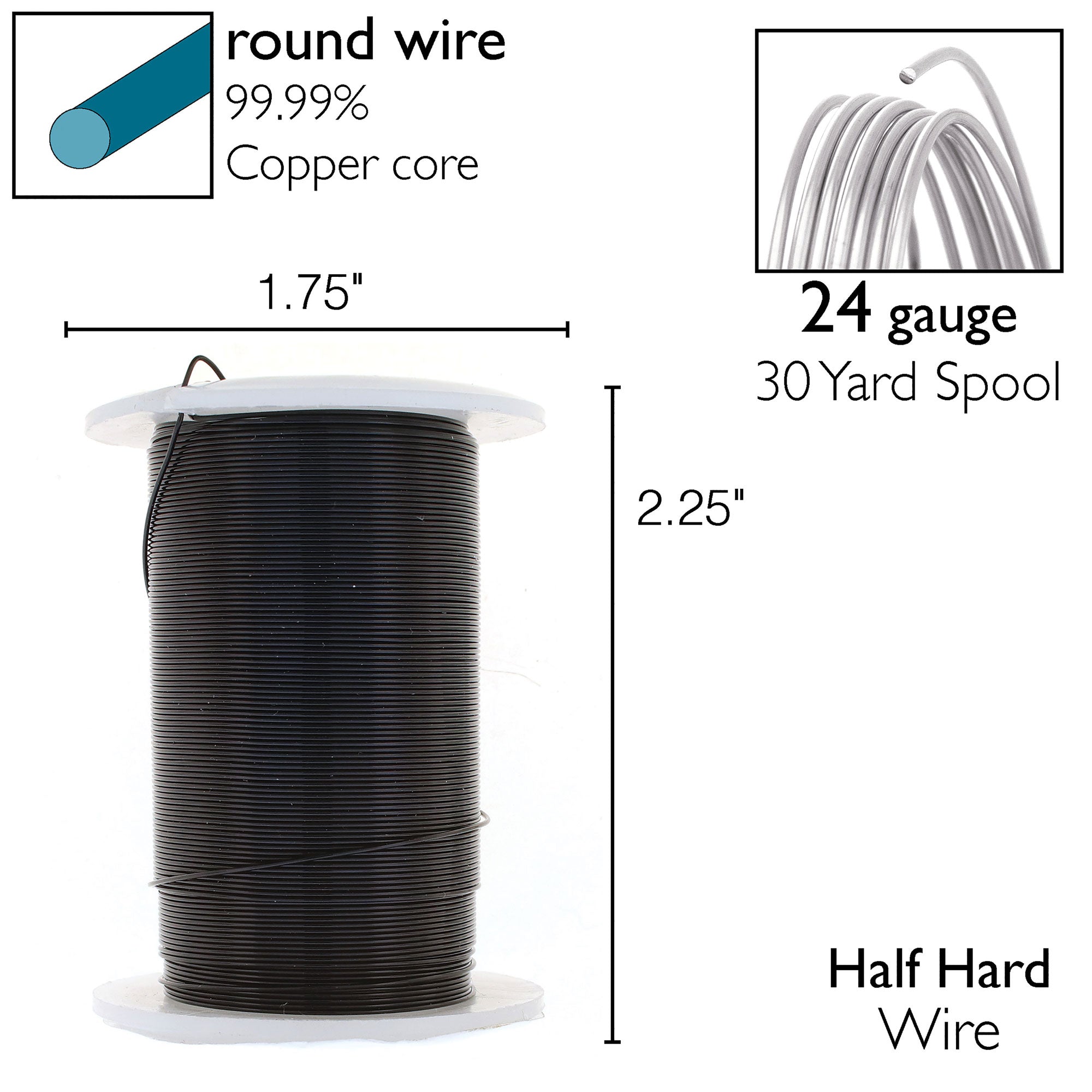 Black 24 Gauge Tarnish-Resistant Wire Elements by BeadSmith