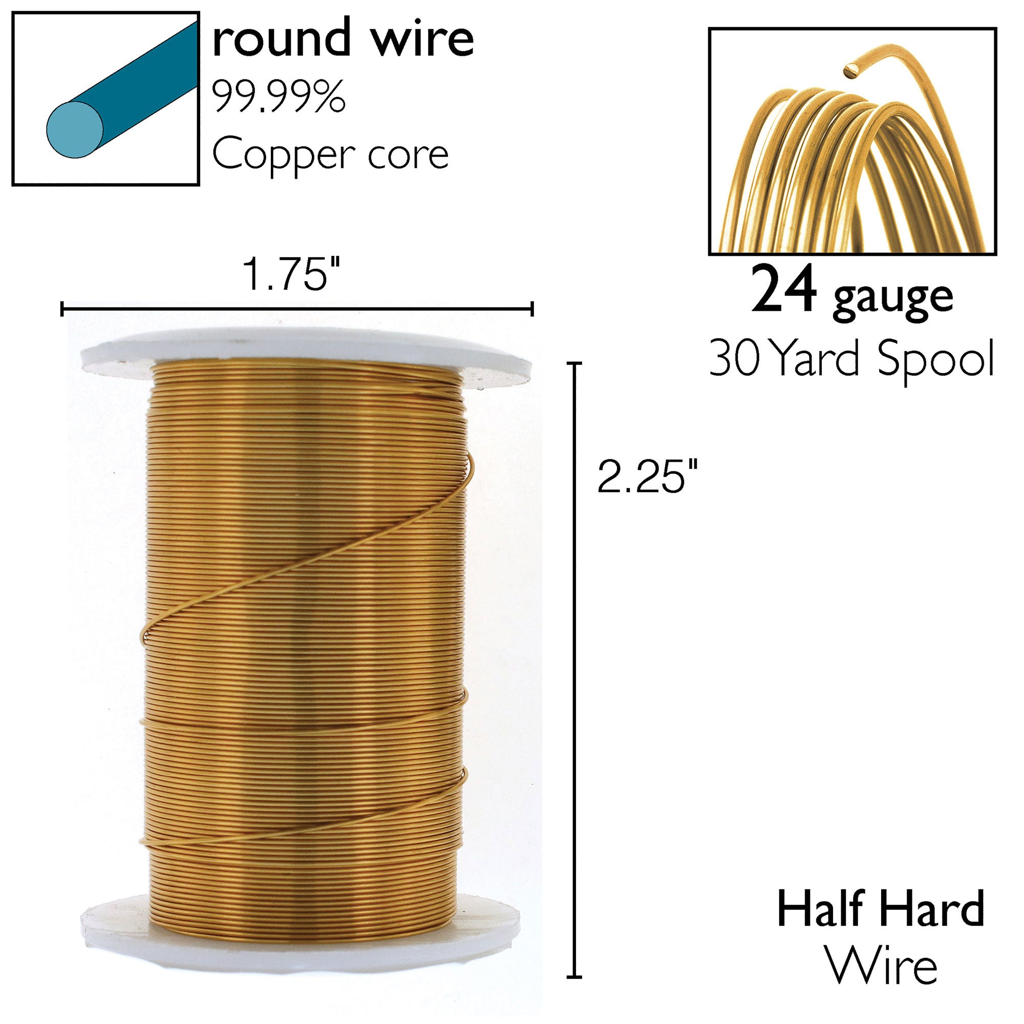 Brass 24 Gauge Tarnish-Resistant Wire Elements by BeadSmith