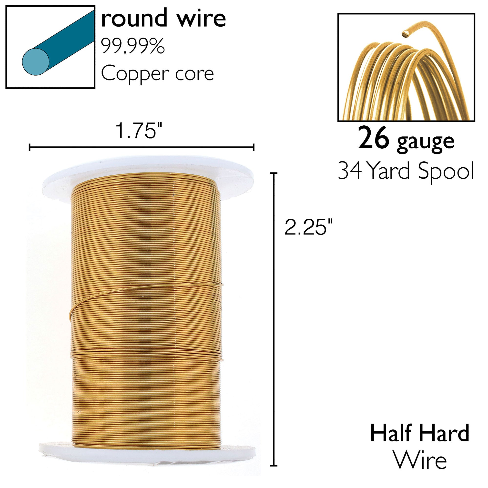 Brass 26 Gauge Tarnish-Resistant Wire Elements by BeadSmith