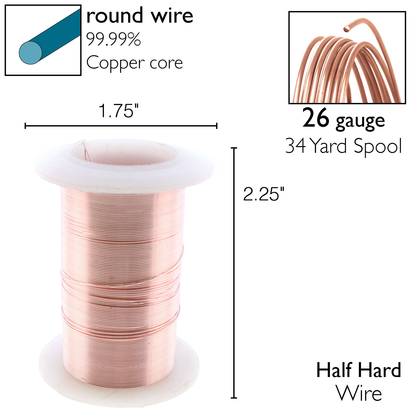 Rose Gold 26 Gauge Tarnish-Resistant Wire Elements by BeadSmith