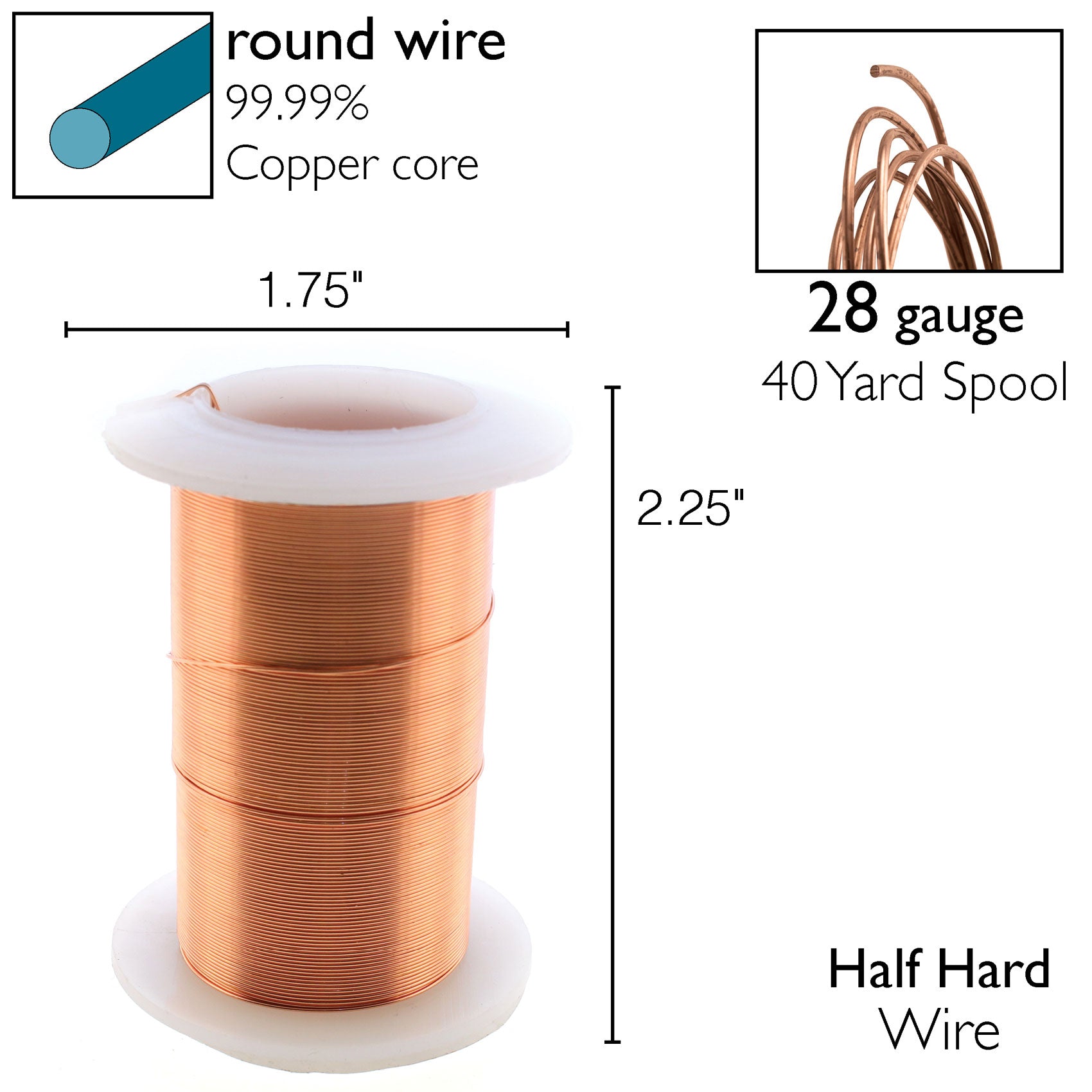 Copper 28 Gauge Tarnish-Resistant Wire Elements by BeadSmith