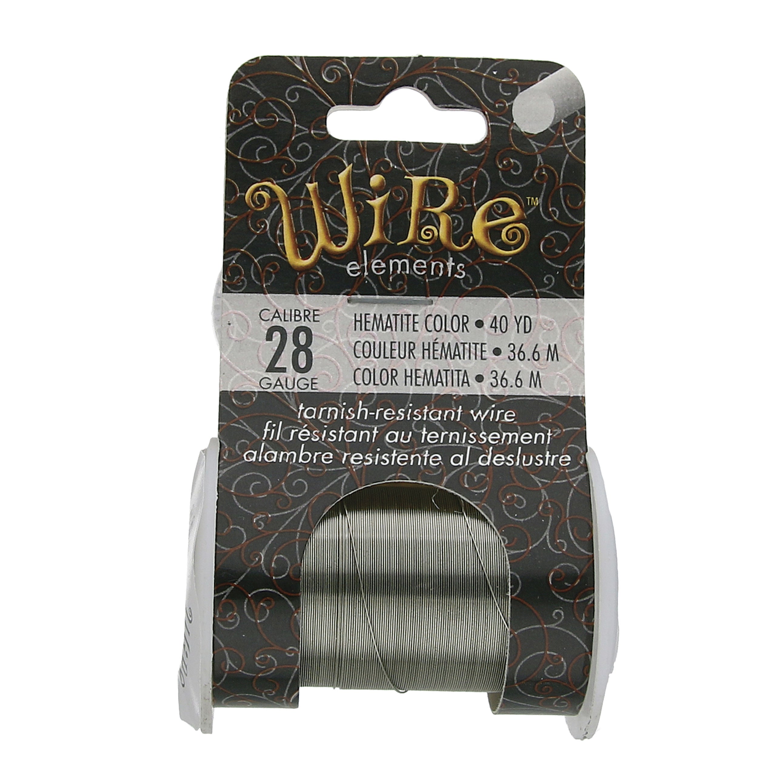 Hematite 28 Gauge Tarnish-Resistant Wire Elements by BeadSmith