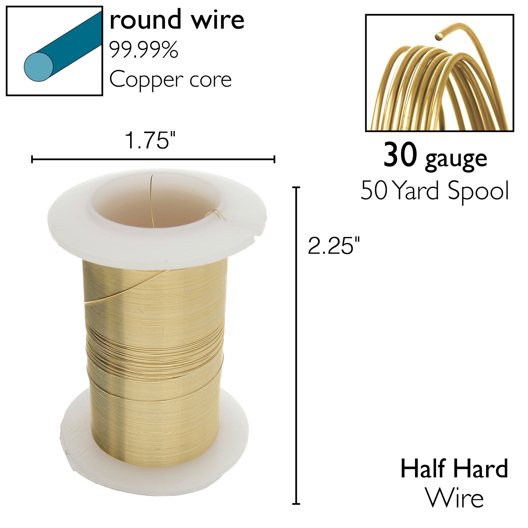 Gold Color 30 Gauge Tarnish-Resistant Wire Elements by BeadSmith